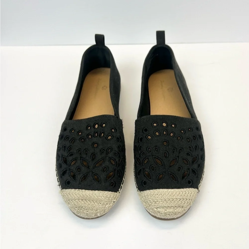 Tommy Bahama Selena Eyelet Espadrille Flats Women’s Size 8M Black and Tan